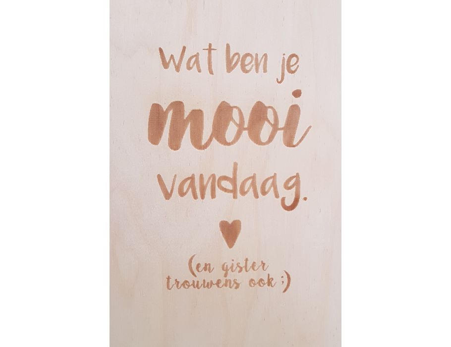 Set Houten briefkaarten - 6 Je bent prachtig