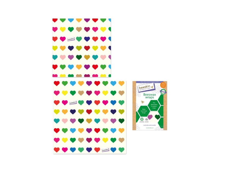 Bijenwasdoeken Set - Medium en Large - Colourful Hearts