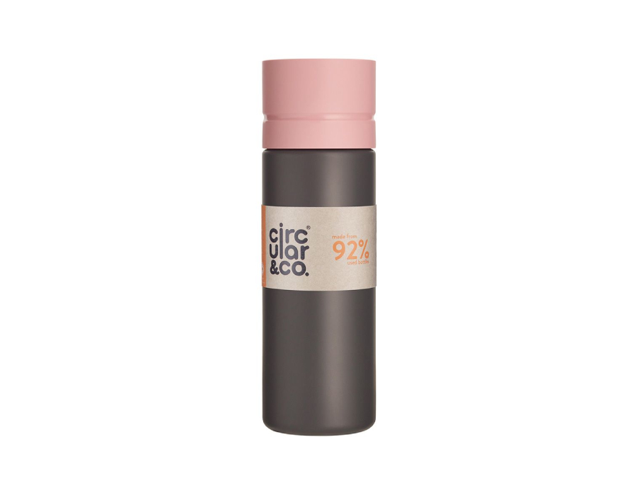 Circular Wasserflasche - 600 ml - Schwarz/Rosa