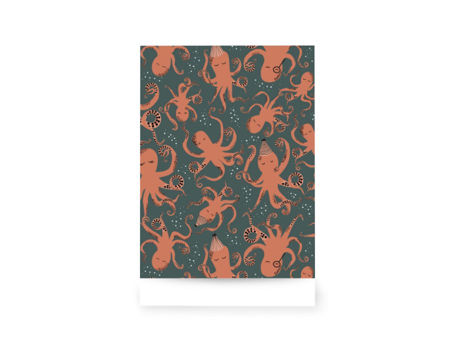 Cadeauzakjes - Octopus Blauw/Oranje - 17x25cm - 20st