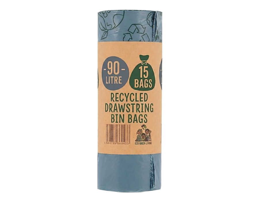 Eco Green Living Gerecyclede Vuilniszak met Trekkoord - 90L