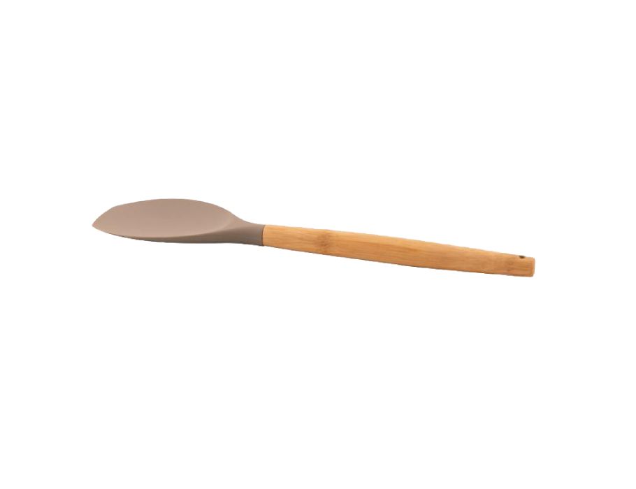 Pannenlikker - Silicone - Bamboe Handvat - Taupe