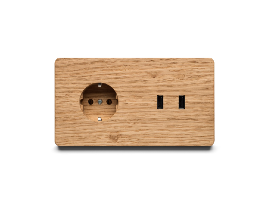 Wandcontactdoos Dubbel - 1x Stopcontact - 2x USB