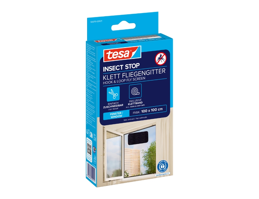 Raamhor Insect Stop Met Klittenband - Zwart - 100x100cm