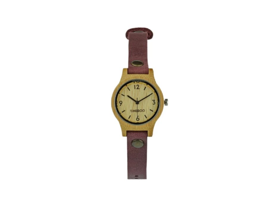 Bamboe Horloge - Small - Aubergine