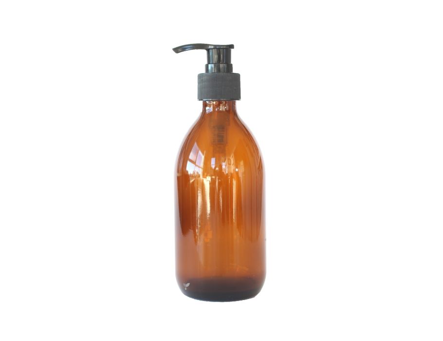 Glazen pompflesje - 300ml - Amber