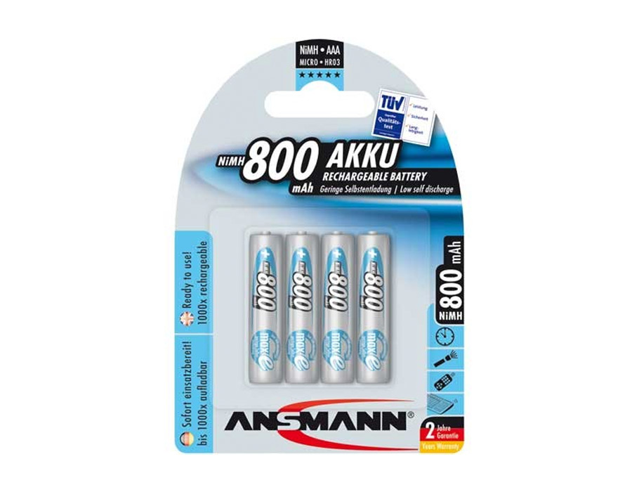 Batterijen NiMH Accu Micro AAA  800 mAh - 4 stuks