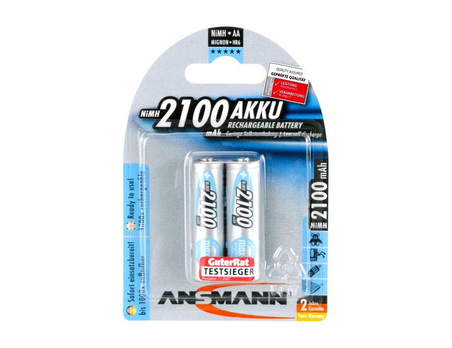 Batterijen NiMH Accu Mignon AA 2100 mAh - 2 stuks