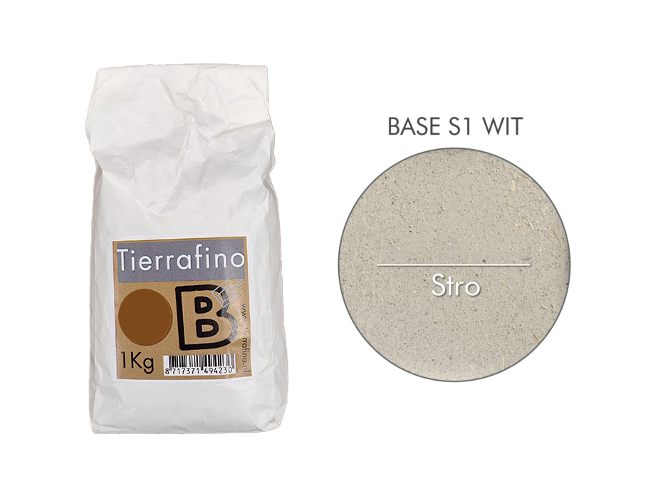 Basis leem  S1 - wit - met stro  - 1kg