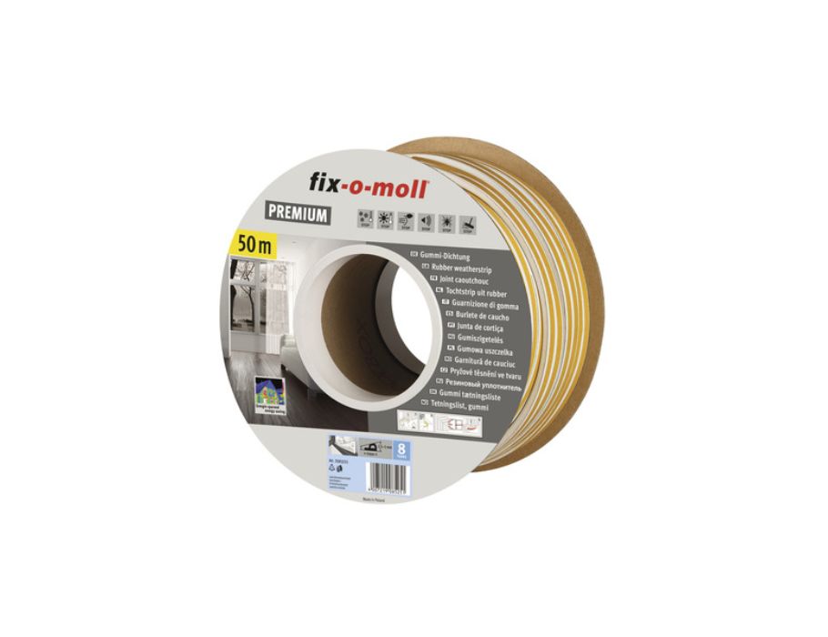 Tochtband - P profiel - 50 m x 9 mm - 2.5-5 mm - wit