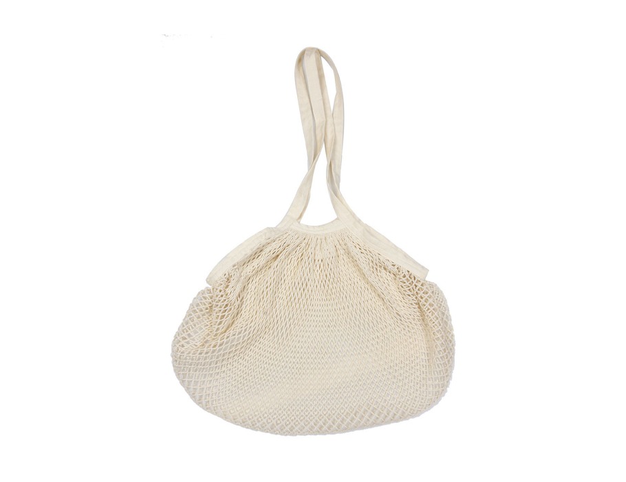 Einkaufstasche Baumwolle - Netz, lange Henkel - weiß