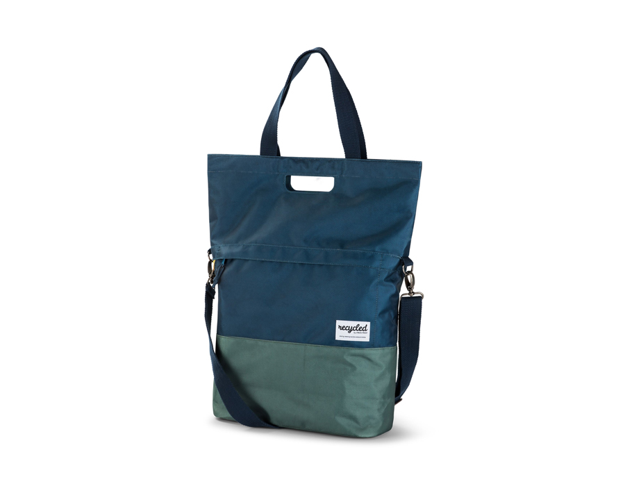 Recycelte Fahrradtasche Shopper - blau-grün