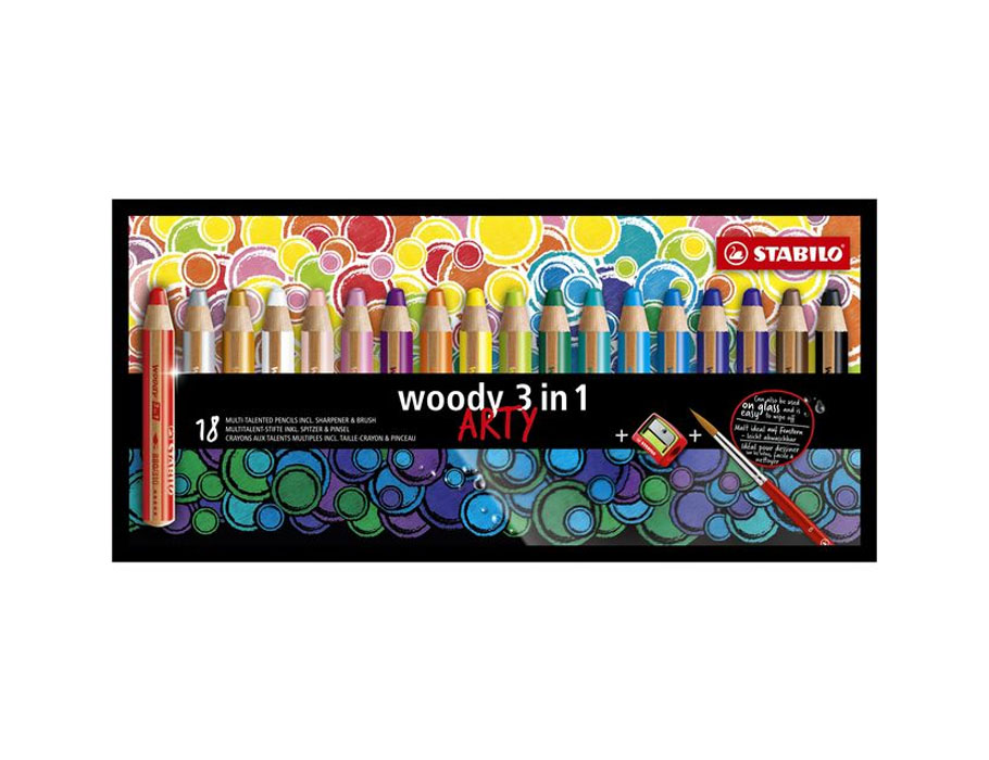 Woody Potloden - 3 in 1 - set van 18