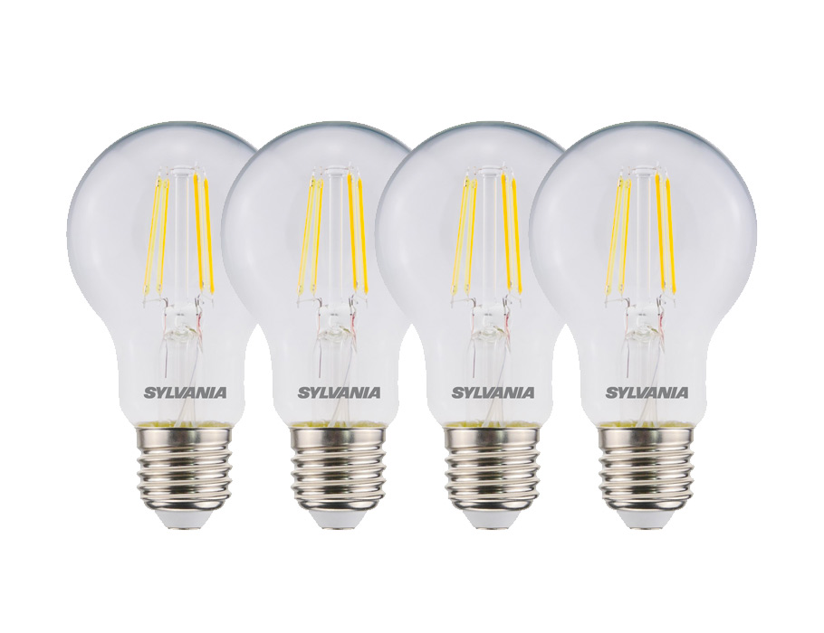 LED-Lampe - E27 - 470 lm - Glühbirne - transparent - 4 Stück