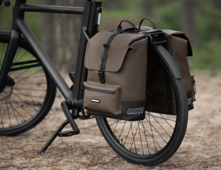 Recycelte Fahrradtasche doppelt - 38l - Braun | Urban Proof wasserdicht|  Eco-Logisch | Eco-Logisch