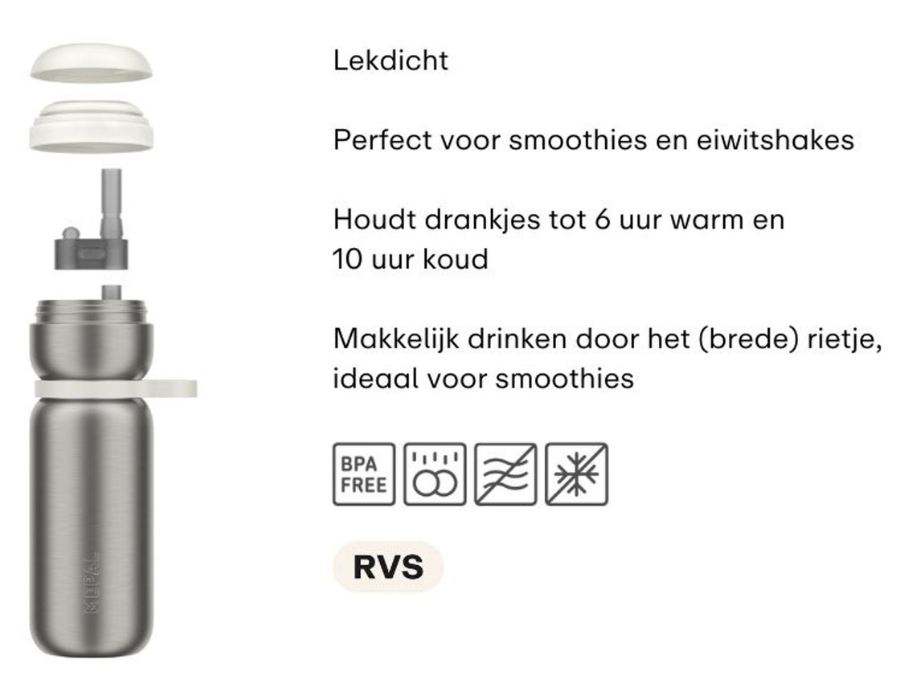 Mepal Soleerfles Flp-up Campus – 350 Ml – 12 Uur Koud / 9 Uur Warm Drinkfles Met Rietje Voor Kinderen Unicorn
