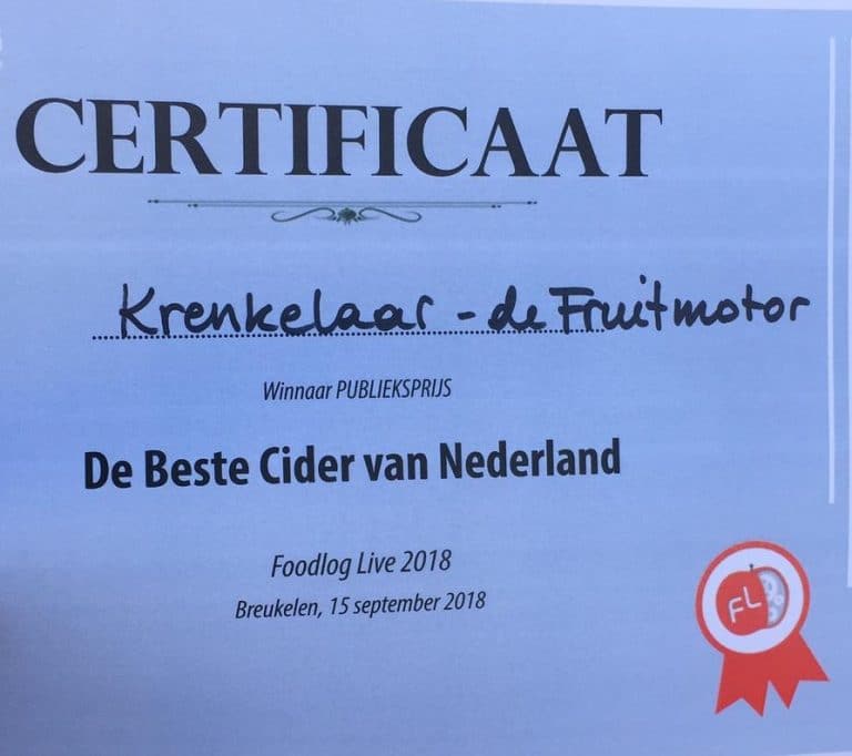  Betuwse Krenkelaar wint publieksprijs beste cider van Nederland